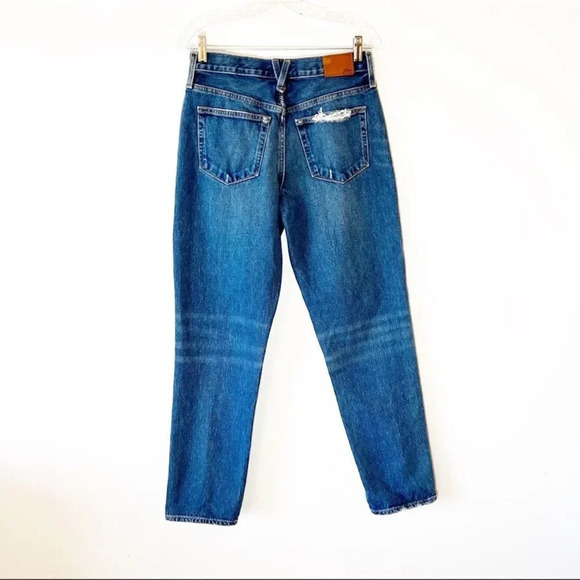 J Crew Slouchy Boyfriend Jeans 26 Tall Medium Wash Distressed Patches Embroidery - Picture 2 of 12